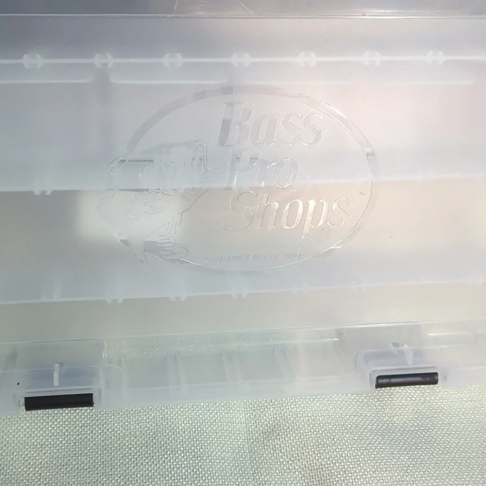 3 BASS PRO SHOPS LARGER SIZE CLEAR TACKLE BOX/ORGANIZER B